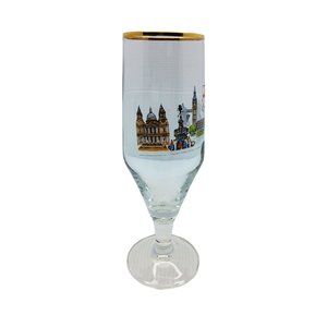 vintage memorabilia london england cityscape gold trim champagne glass